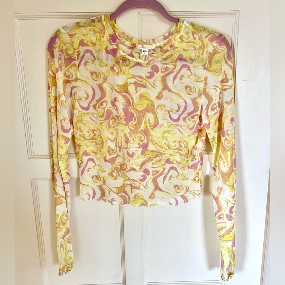 BP yellow and pink mesh top